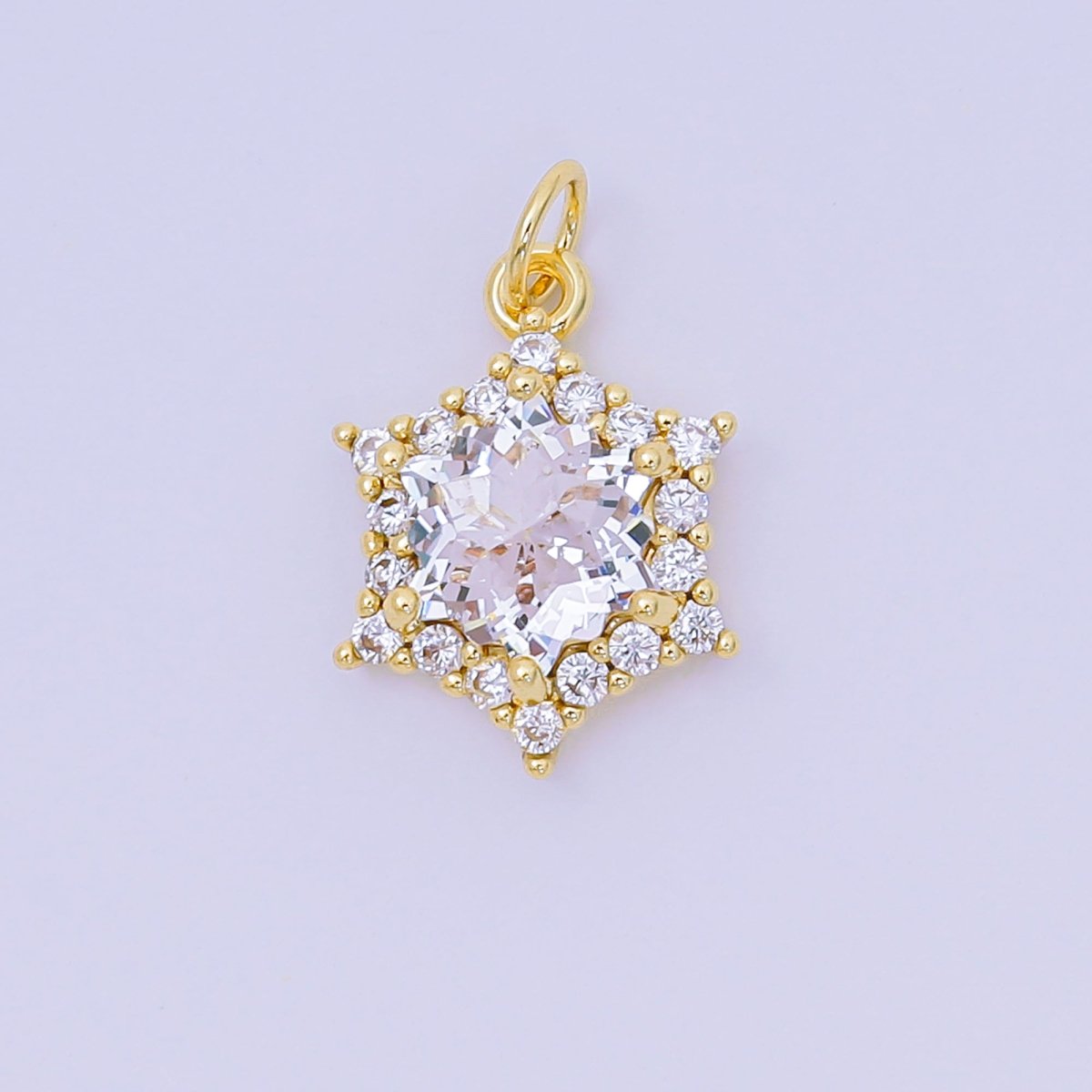 24K Gold Filled 16.9mm Micro Paved &amp; Multicolor CZ Northern Star-Shaped Birthstone Charm | AC-1575 - AC-1581