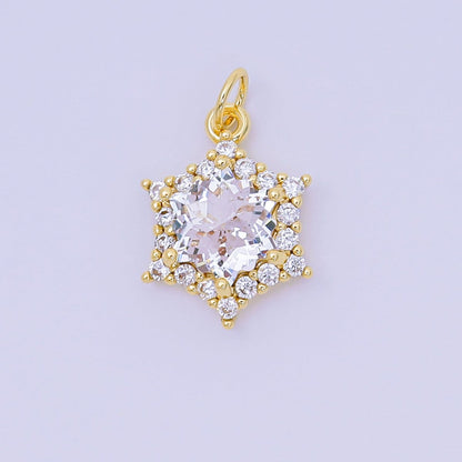 24K Gold Filled 16.9mm Micro Paved &amp; Multicolor CZ Northern Star-Shaped Birthstone Charm | AC-1575 - AC-1581