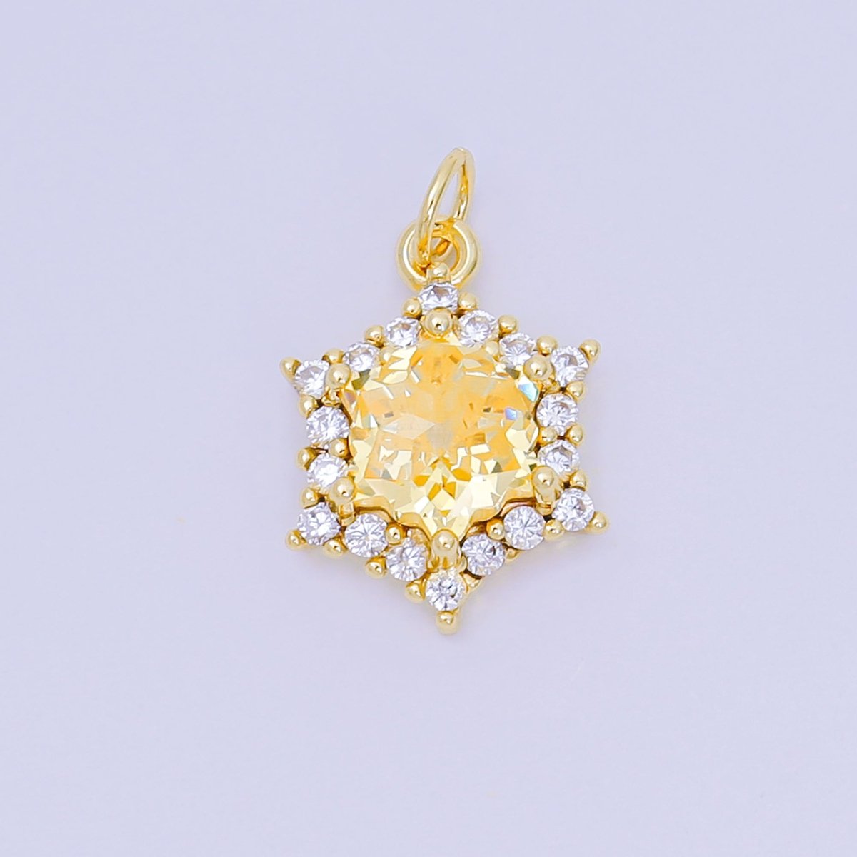24K Gold Filled 16.9mm Micro Paved &amp; Multicolor CZ Northern Star-Shaped Birthstone Charm | AC-1575 - AC-1581