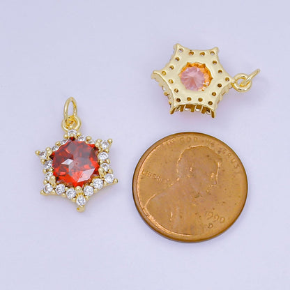 24K Gold Filled 16.9mm Micro Paved &amp; Multicolor CZ Northern Star-Shaped Birthstone Charm | AC-1575 - AC-1581