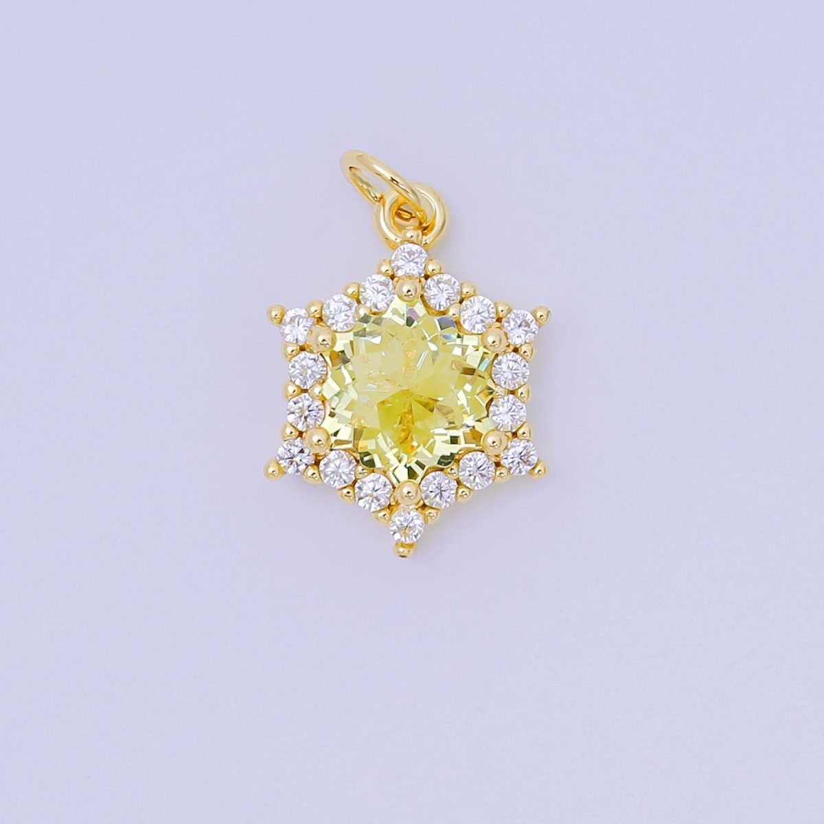24K Gold Filled 16.9mm Micro Paved &amp; Multicolor CZ Northern Star-Shaped Birthstone Charm | AC-1575 - AC-1581