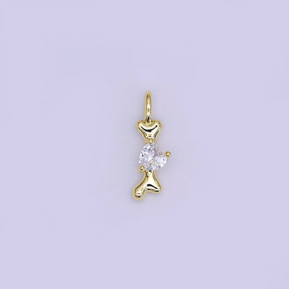 24K Gold Filled 16mm Heart Shaped CZ Melted Heart Bone Charm in Gold &amp; Silver | AH483