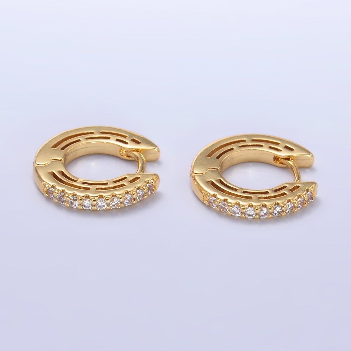 24K Gold Filled 16mm Micro Paved CZ Huggie Hoop Earrings | AD337