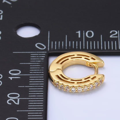 24K Gold Filled 16mm Micro Paved CZ Huggie Hoop Earrings | AD337