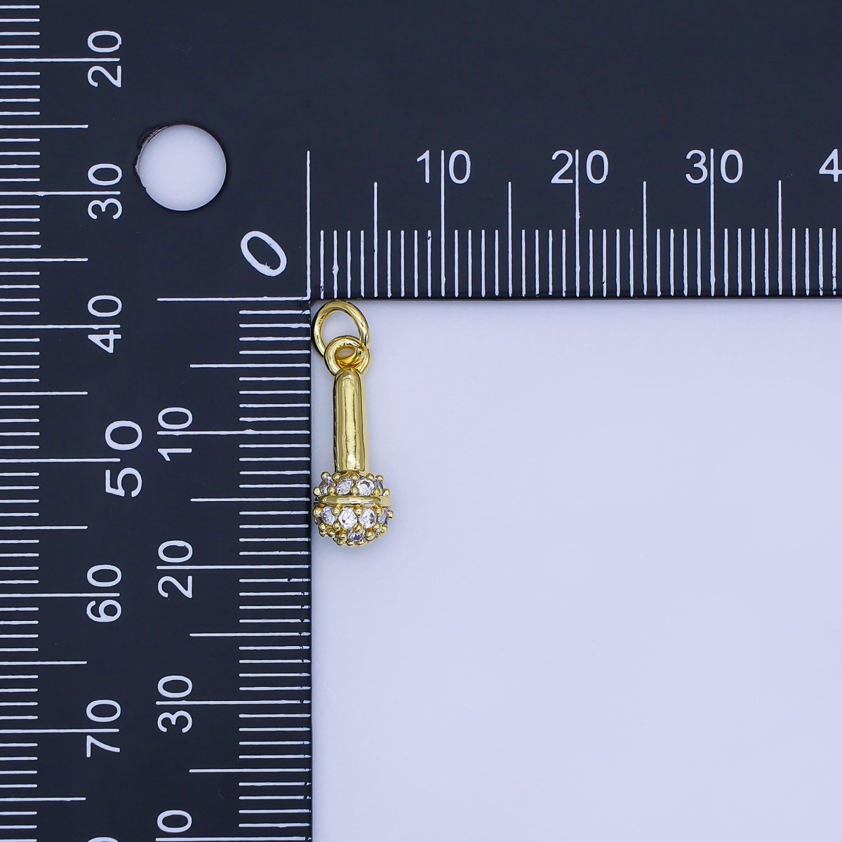 24K Gold Filled 16mm Micro Paved CZ Karaoke Microphone Charm | AJ317