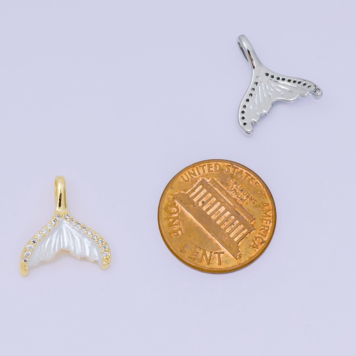 24K Gold Filled 16mm Micro Paved CZ Shell Pearl Mermaid Tail Fish Pendant in Gold &amp; Silver | AA1575
