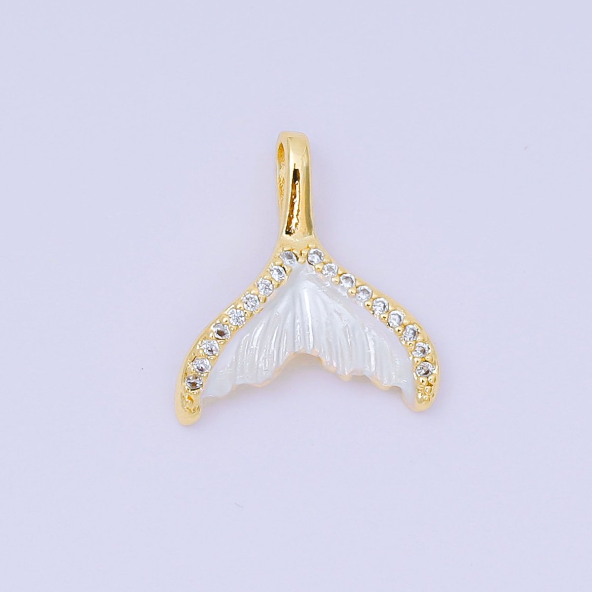 24K Gold Filled 16mm Micro Paved CZ Shell Pearl Mermaid Tail Fish Pendant in Gold &amp; Silver | AA1575