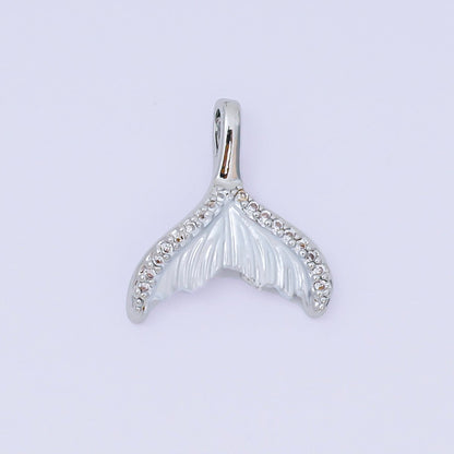 24K Gold Filled 16mm Micro Paved CZ Shell Pearl Mermaid Tail Fish Pendant in Gold &amp; Silver | AA1575