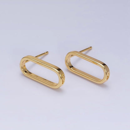 24K Gold Filled 16mm Open Oblong Drop Stud Earrings Supply | Z-396