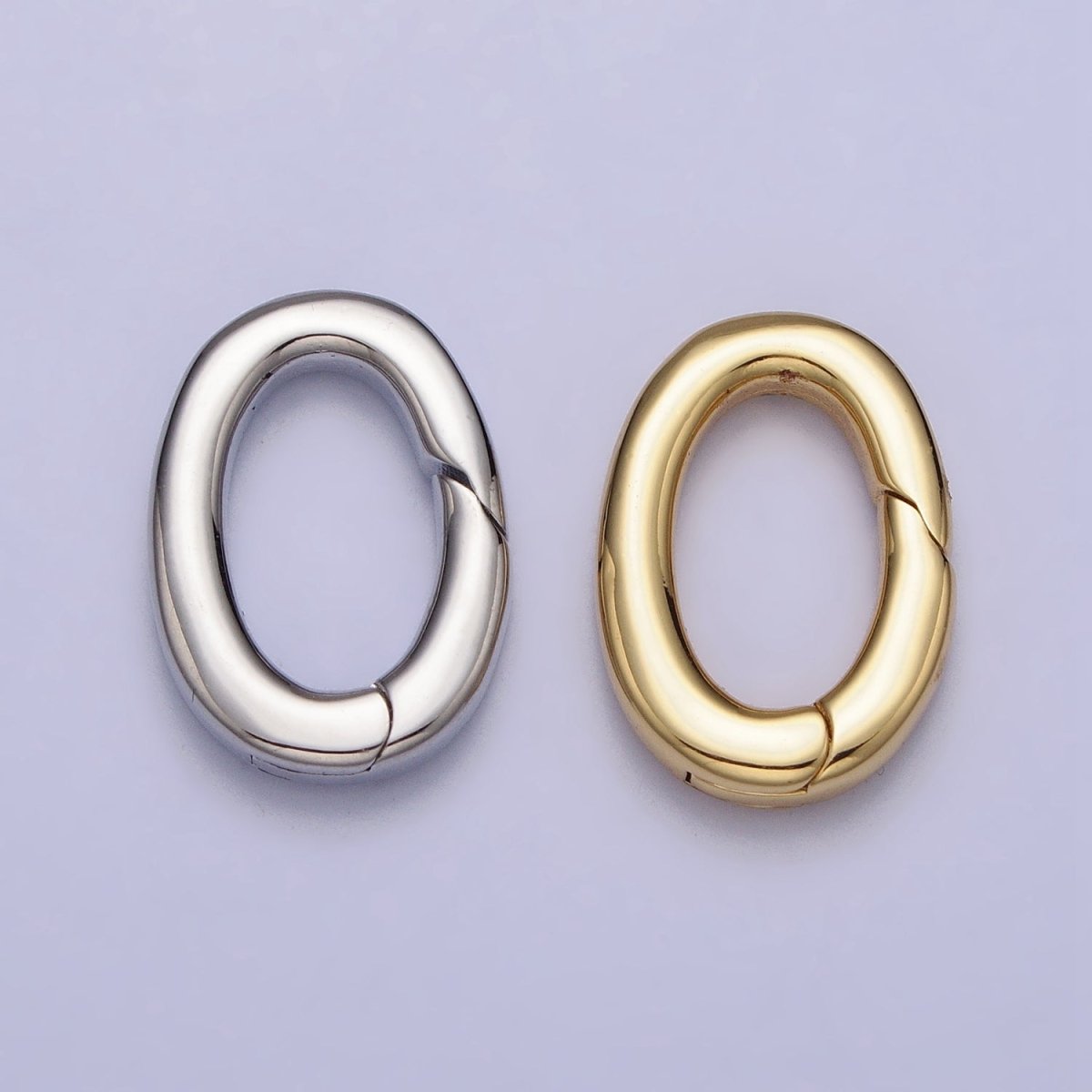 24K Gold Filled 16mm Oval Push Spring Gate Ring Supply in Gold &amp; Silver | Z-135 Z-136