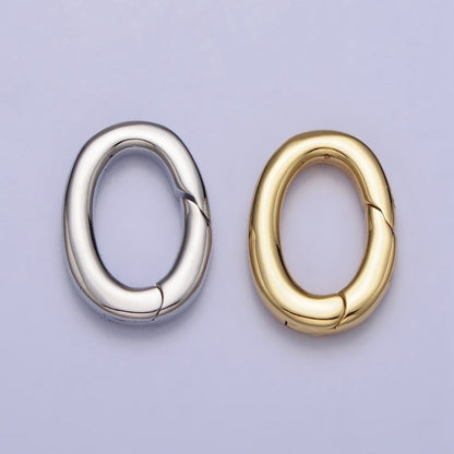 24K Gold Filled 16mm Oval Push Spring Gate Ring Supply in Gold &amp; Silver | Z-135 Z-136