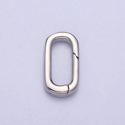 24K Gold Filled 16mm Rectangular Push Spring Gate Ring Closure in Silver &amp; Gold | K-135 Z-408