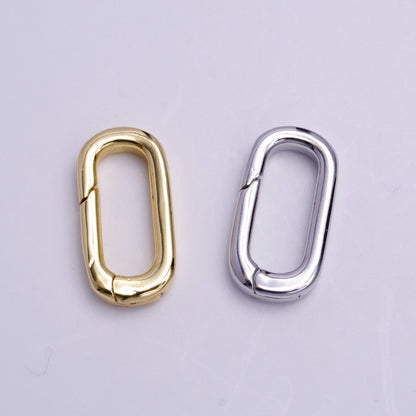 24K Gold Filled 16mm Rectangular Push Spring Gate Ring Closure in Silver &amp; Gold | K-135 Z-408