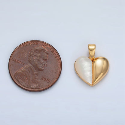 24K Gold Filled 16mm Shell Pearl Heart Pendant | AA1517