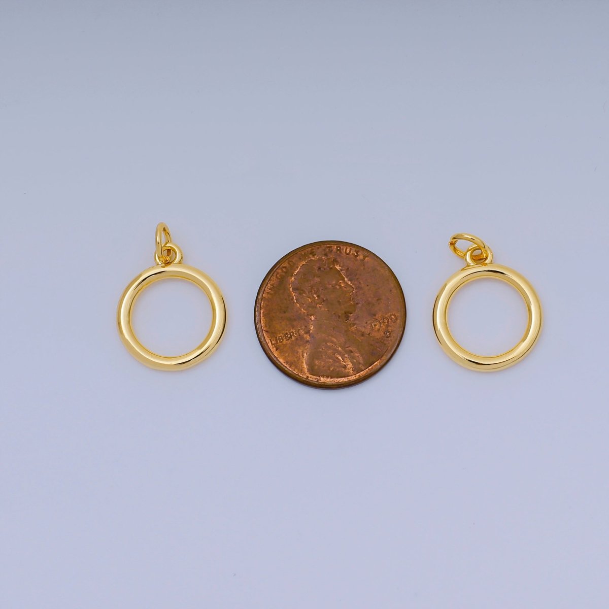 24K Gold Filled 16mm Simple Hollow Oblong Round Circle Charm | AJ-413