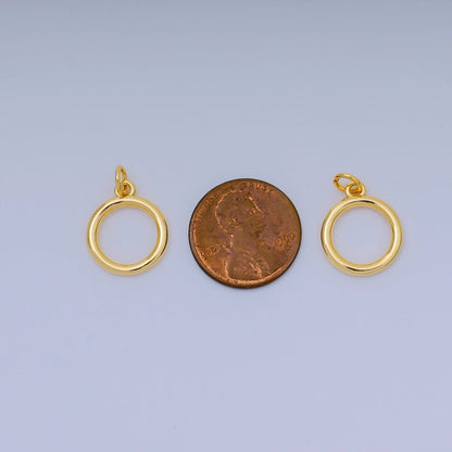 24K Gold Filled 16mm Simple Hollow Oblong Round Circle Charm | AJ-413