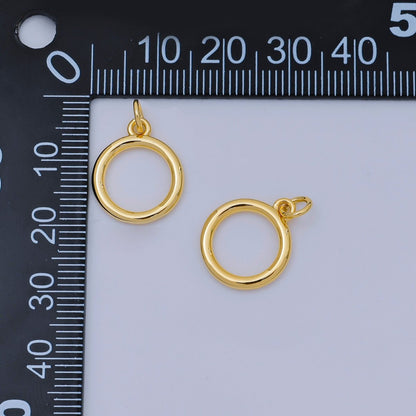 24K Gold Filled 16mm Simple Hollow Oblong Round Circle Charm | AJ-413