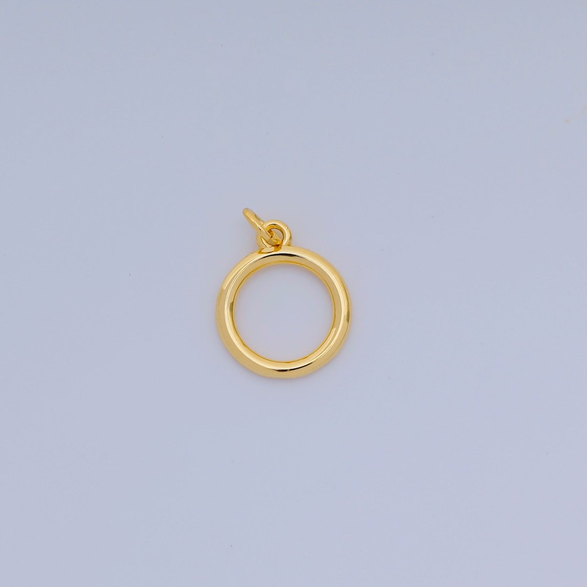 24K Gold Filled 16mm Simple Hollow Oblong Round Circle Charm | AJ-413