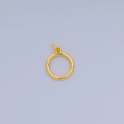 24K Gold Filled 16mm Simple Hollow Oblong Round Circle Charm | AJ-413