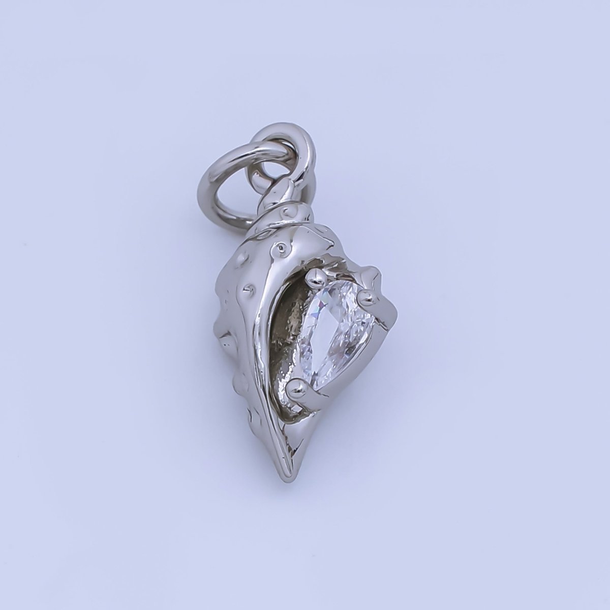 24K Gold Filled 16mm Teardrop CZ Clam Sea Shell Charm in Gold &amp; Silver | AJ480