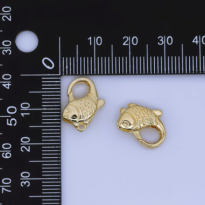 24K Gold Filled 16mm Under the Sea Koi Fish Lobster Clasp Charm Finding | Z1324