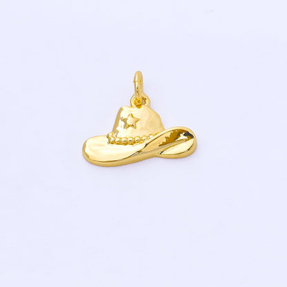 24K Gold Filled 16mm Star Cowboy Hat Mini Charm in Gold &amp; Silver | AF1519