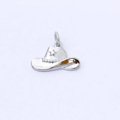 24K Gold Filled 16mm Star Cowboy Hat Mini Charm in Gold &amp; Silver | AF1519