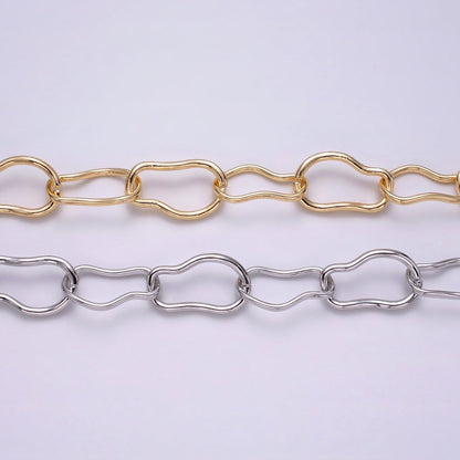 24k Gold Filled 17.3mm Abstract Cable Chain Link Unfinished Yard Chain in Gold &amp; Silver | ROLL-1305 ROLL-1306 Clearance Pricing