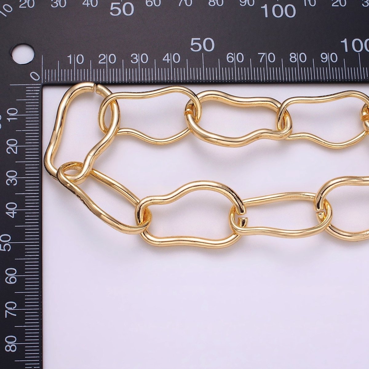 24k Gold Filled 17.3mm Abstract Cable Chain Link Unfinished Yard Chain in Gold &amp; Silver | ROLL-1305 ROLL-1306 Clearance Pricing