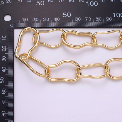 24k Gold Filled 17.3mm Abstract Cable Chain Link Unfinished Yard Chain in Gold &amp; Silver | ROLL-1305 ROLL-1306 Clearance Pricing