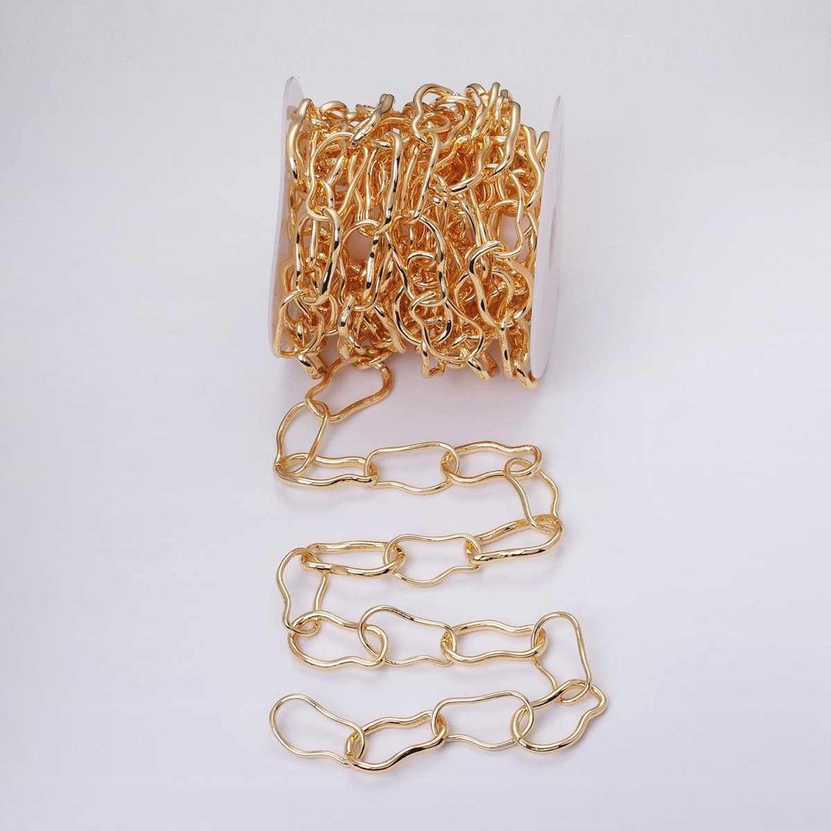 24k Gold Filled 17.3mm Abstract Cable Chain Link Unfinished Yard Chain in Gold &amp; Silver | ROLL-1305 ROLL-1306 Clearance Pricing