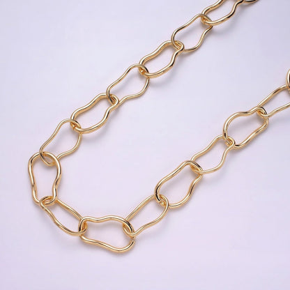 24k Gold Filled 17.3mm Abstract Cable Chain Link Unfinished Yard Chain in Gold &amp; Silver | ROLL-1305 ROLL-1306 Clearance Pricing