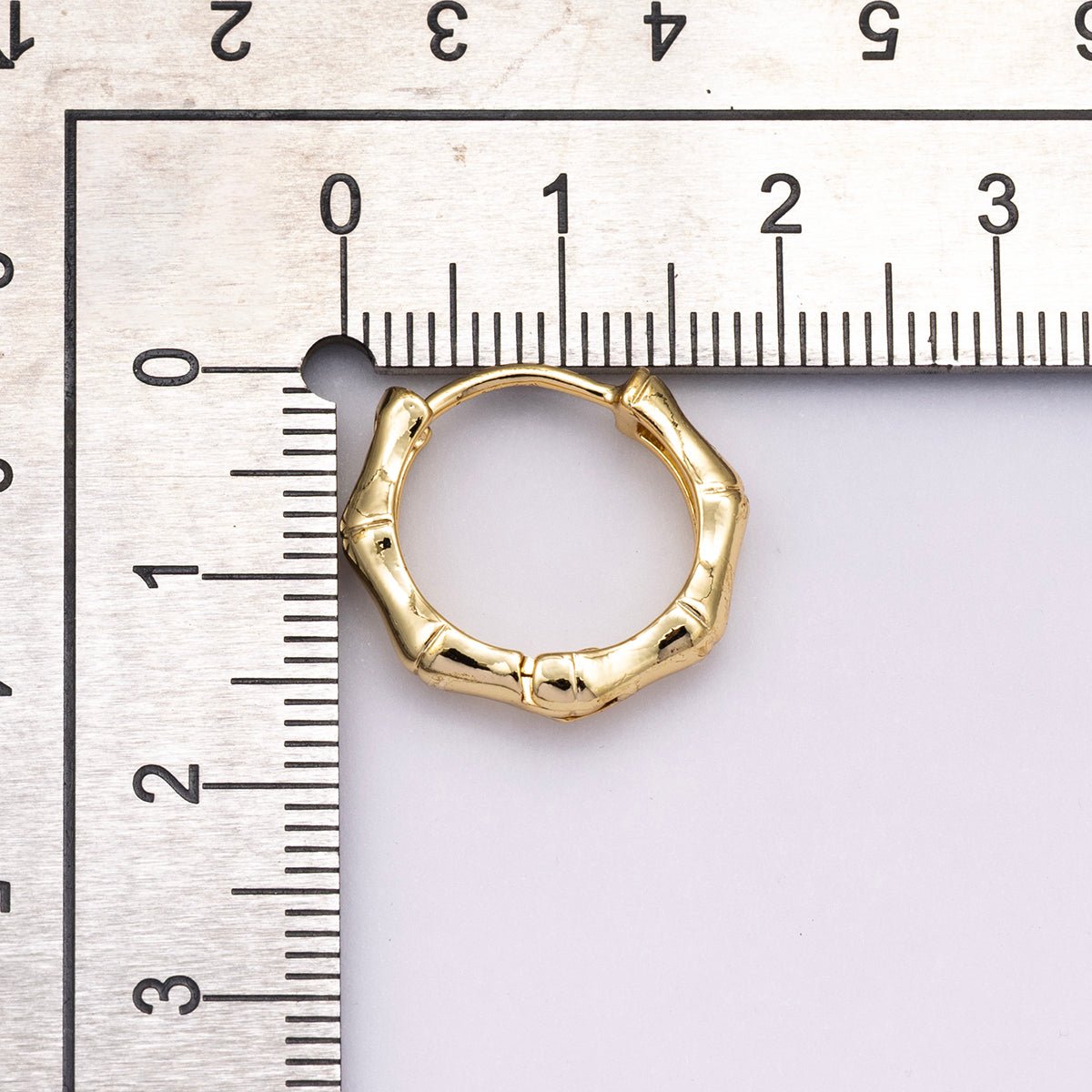 24K Gold Filled 17mm Minimalist Bamboo Huggie Hoop Earrings | K00659