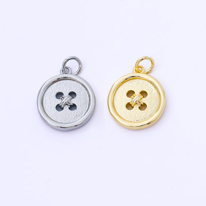 24K Gold Filled 17mm Clothes Buttons Charm in Gold &amp; Silver | AF1548