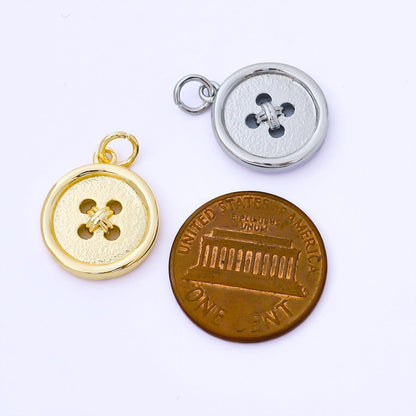 24K Gold Filled 17mm Clothes Buttons Charm in Gold &amp; Silver | AF1548