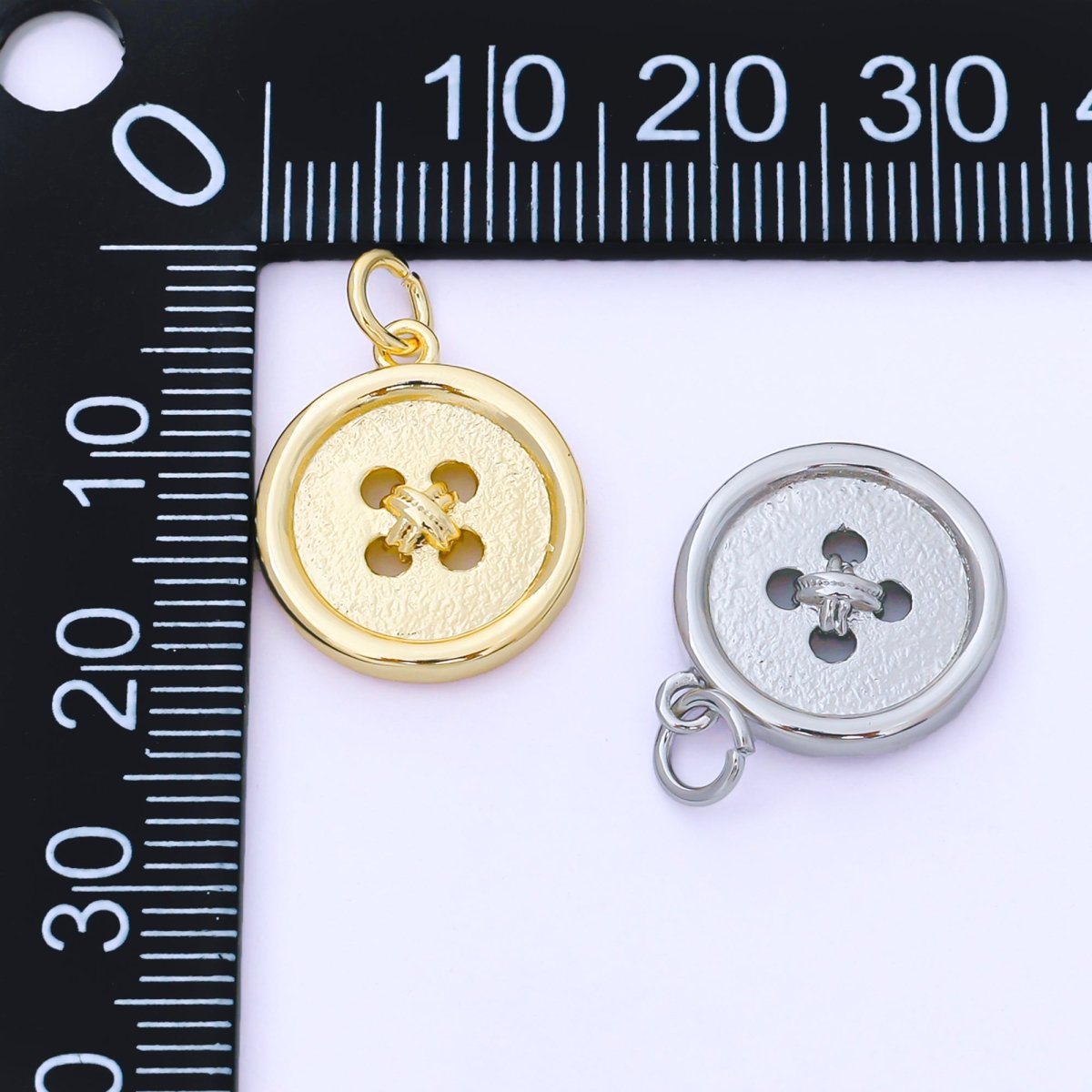 24K Gold Filled 17mm Clothes Buttons Charm in Gold &amp; Silver | AF1548
