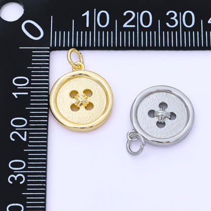 24K Gold Filled 17mm Clothes Buttons Charm in Gold &amp; Silver | AF1548