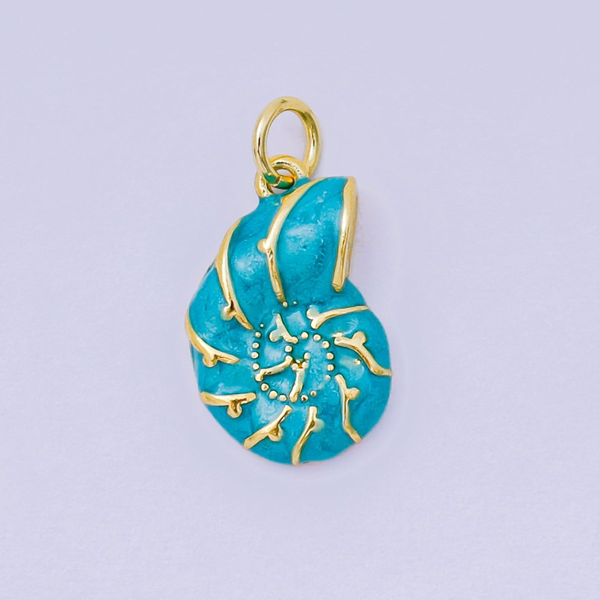24K Gold Filled 17mm Enamel Colorful Sea Conch Shell Charm in Pink, Blue, &amp; White | AH-629 H-630