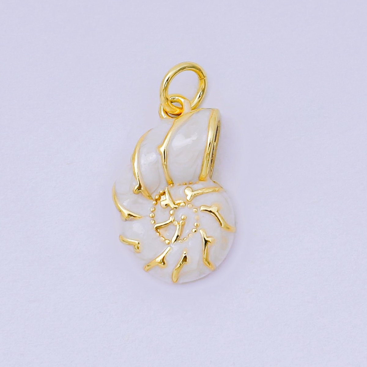24K Gold Filled 17mm Enamel Colorful Sea Conch Shell Charm in Pink, Blue, &amp; White | AH-629 H-630