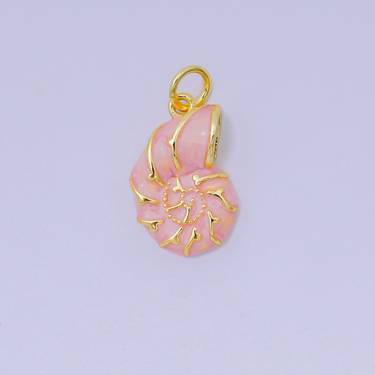 24K Gold Filled 17mm Enamel Colorful Sea Conch Shell Charm in Pink, Blue, &amp; White | AH-629 H-630