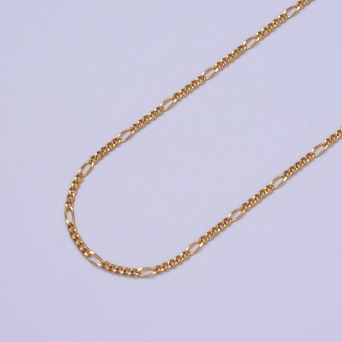 24K Gold Filled 1.7mm Figaro Dainty Unfinished Bulk Chain in Gold &amp; Silver | ROLL-984, ROLL-985