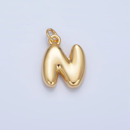 24K Gold Filled 17mm Initial Letter Chubby Balloon Charm | A1513 - A1525