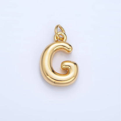 24K Gold Filled 17mm Initial Letter Chubby Balloon Charm | A1513 - A1525