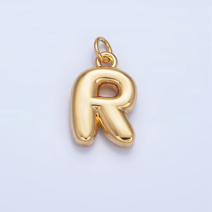 24K Gold Filled 17mm Initial Letter Chubby Balloon Charm | A1513 - A1525