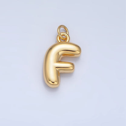24K Gold Filled 17mm Initial Letter Chubby Balloon Charm | A1513 - A1525