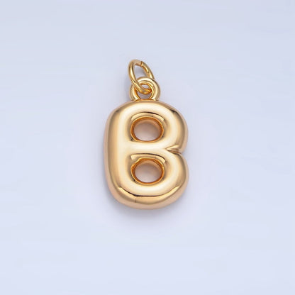 24K Gold Filled 17mm Initial Letter Chubby Balloon Charm | A1513 - A1525