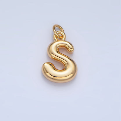 24K Gold Filled 17mm Initial Letter Chubby Balloon Charm | A1513 - A1525
