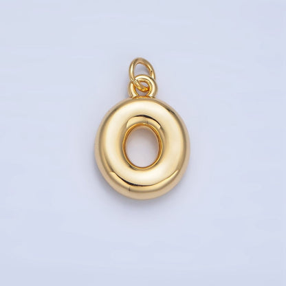 24K Gold Filled 17mm Initial Letter Chubby Balloon Charm | A1513 - A1525