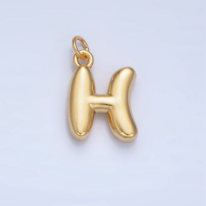 24K Gold Filled 17mm Initial Letter Chubby Balloon Charm | A1513 - A1525