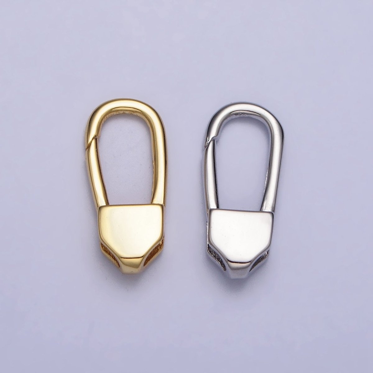 24K Gold Filled 17mm Long Oblong Triggerless Push Closure Supply in Gold &amp; Silver | Z-115 Z-116